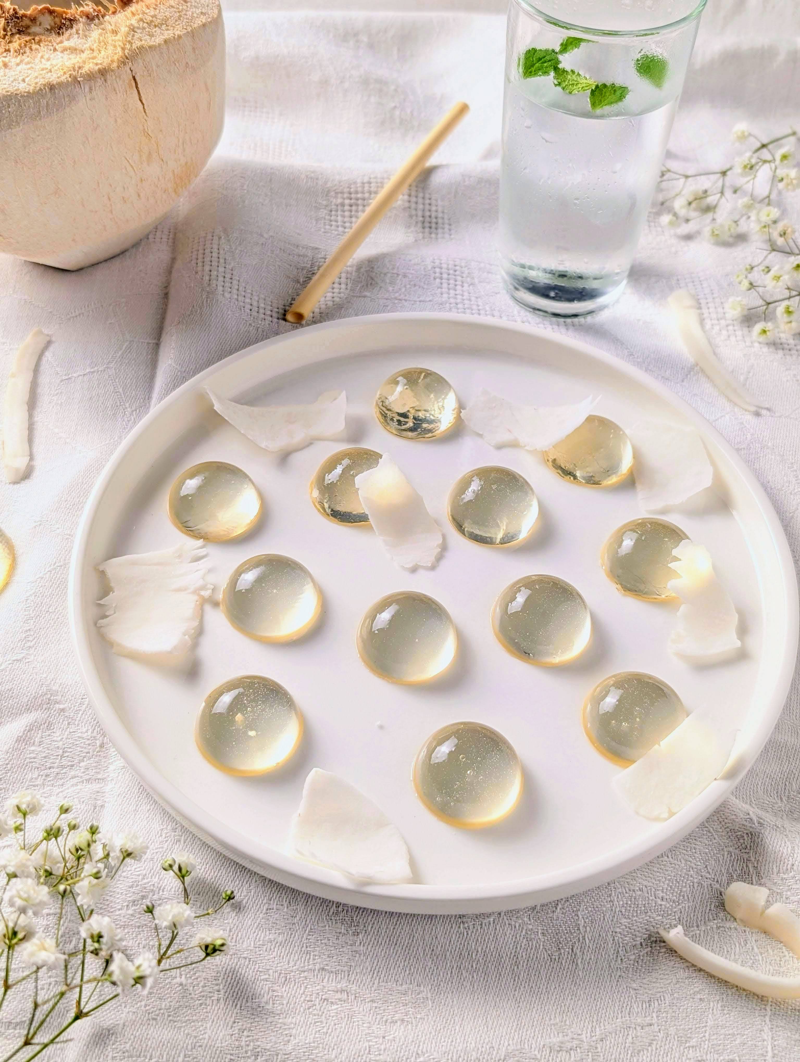Présentation des gummies à l'eau de coco